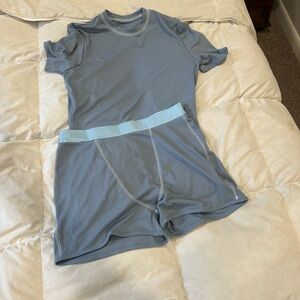 Skims look alike blue shirts and tshirt set